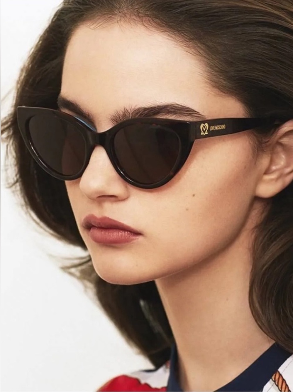 NWT Love Moschino MOL064/S Cat Eye Havana Sunglasses Gold Logo & Red Case